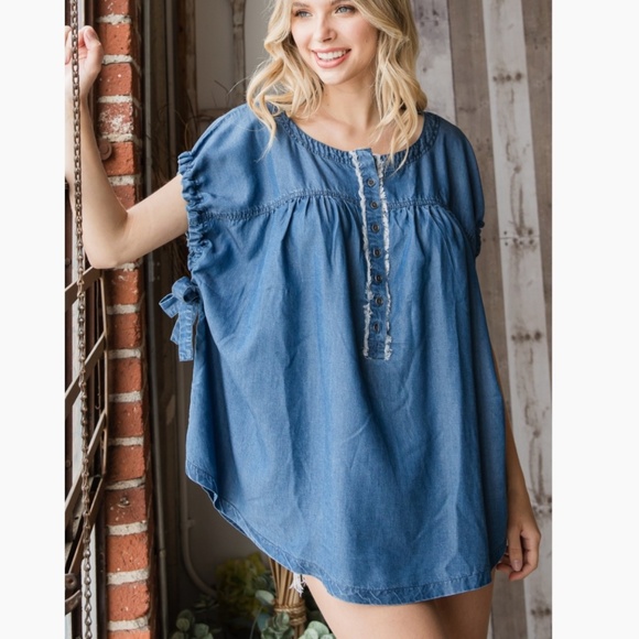 ☀️Veveret “ Henderson “ Veveret Cap Sleeve Front Pleated Tencel Top LAST ONE - Picture 3 of 11